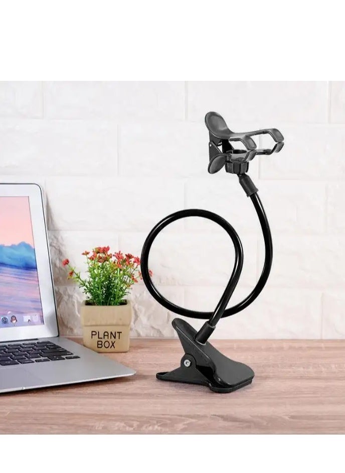 Generic Flexible Mobile Phone Holder with Clip - Black, Compatible with All Phones - Black  - Image 5