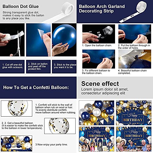 LAZYBEEE Navy Balloon Kit Metallic Balloon Arch Garland For Festival Picnic Family Engagement, Wedding, Birthday Party, Theme Anniversary Celebration (Navy blue Gold) - Image 3