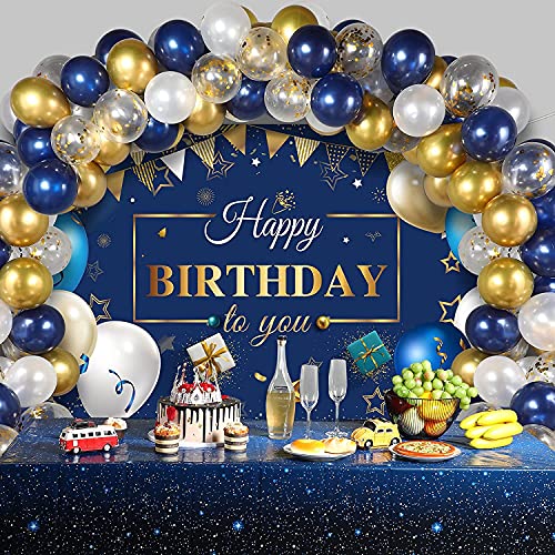 LAZYBEEE Navy Balloon Kit Metallic Balloon Arch Garland For Festival Picnic Family Engagement, Wedding, Birthday Party, Theme Anniversary Celebration (Navy blue Gold) - Image 5