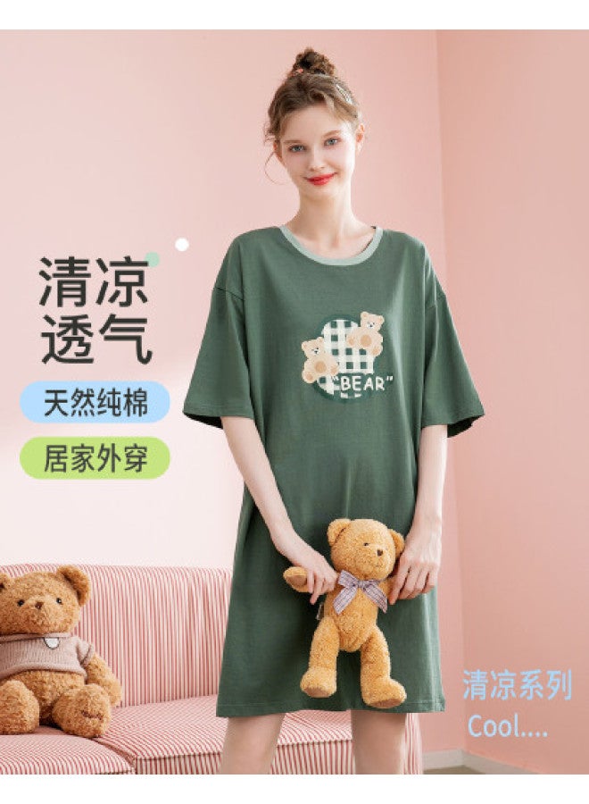 Fenton women's Summer Sleepwear Thin Pure Cotton Cartoon Nightdress For Girls - Image 1