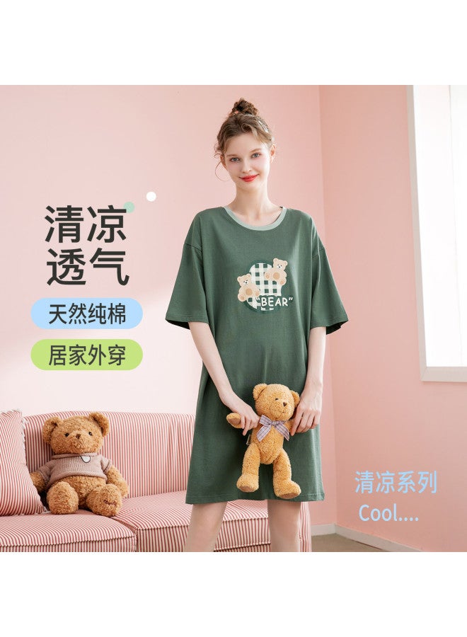 Fenton women's Summer Sleepwear Thin Pure Cotton Cartoon Nightdress For Girls - Image 2