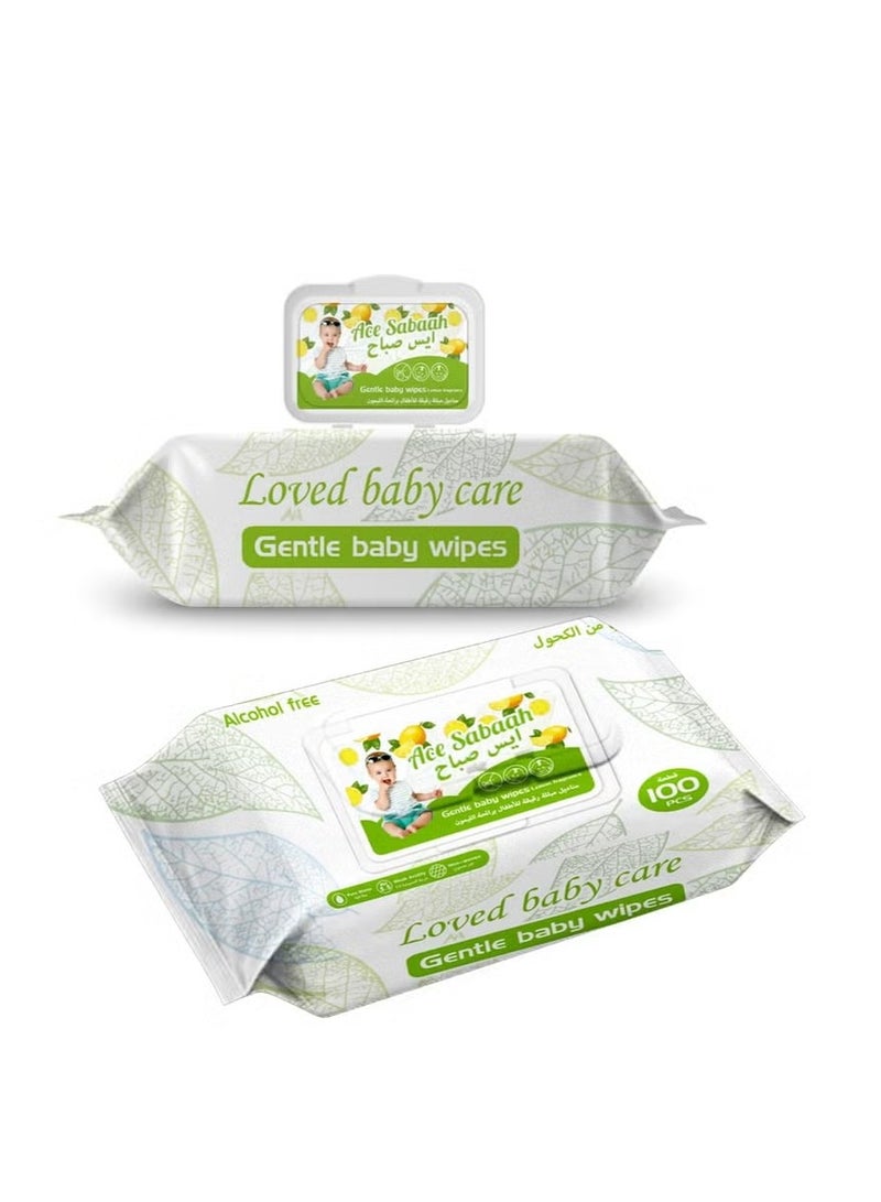 Ace Sabaah Baby Wet Wipes Mild Lemon Scent 3 x 100 Wipes - Image 2
