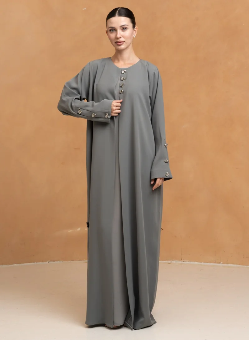 Meem by Mariyah Front open abaya with sheila