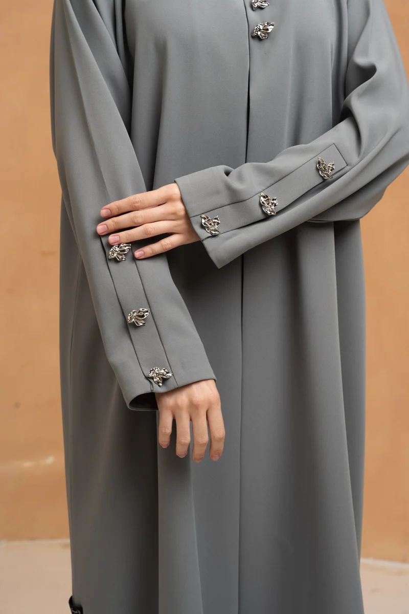 Meem by Mariyah Front open abaya with sheila