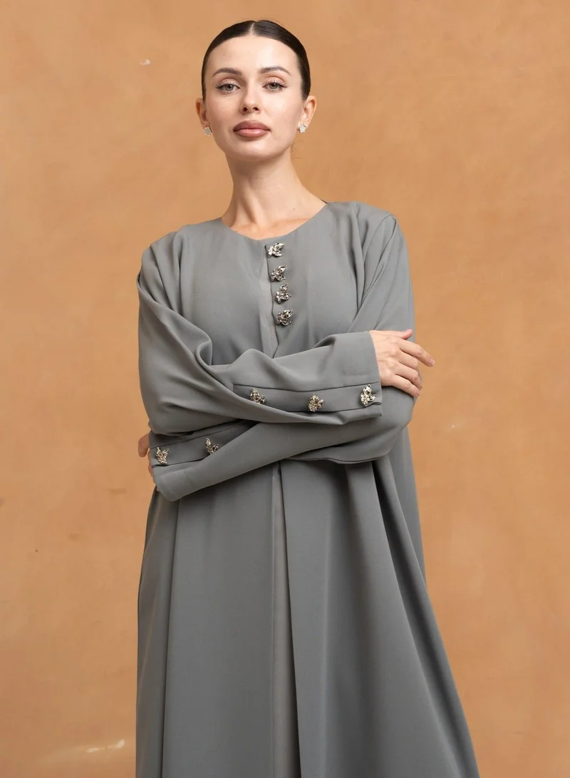 Meem by Mariyah Front open abaya with sheila
