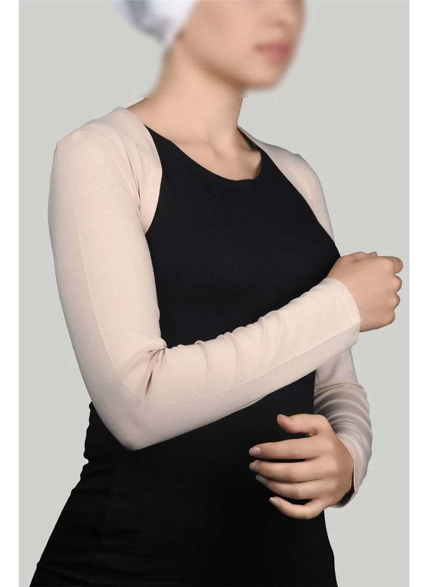 التوبة Long Sleeve Hijab Bolero - Beige