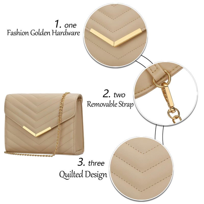 KKXIU Women Formal Vegan Leather Evening Envelope Clutch Purses and Handbags for Party Wedding Prom Bridal (A-Camel 2) - Image 3