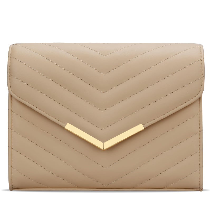 KKXIU Women Formal Vegan Leather Evening Envelope Clutch Purses and Handbags for Party Wedding Prom Bridal (A-Camel 2) - Image 4