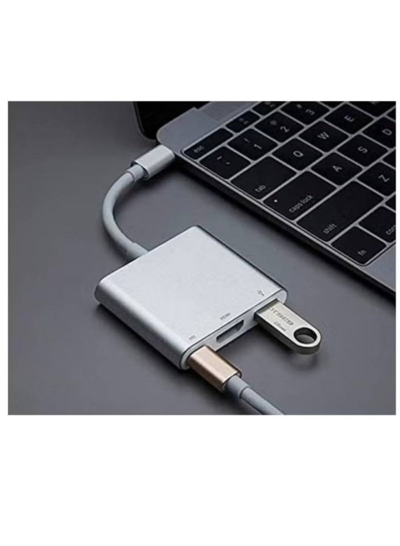 3 in 1 USB C to HDMI 4K Adapter, Type C Hub Adapter with USB C Charging Port, USB 3.0 Port Compatible with MacBook/Surface Book 2/Chromebook Pixel/Dell XPS13 - Image 4