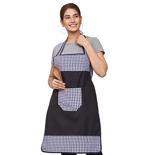 JMi Check and Plain Fabric Designer Waterproof Apron With Front Multi Purpose Pocket For Kitchen, Cooking, Dusting, Home. (Pack of 2) (Multi - 8) - Image 5