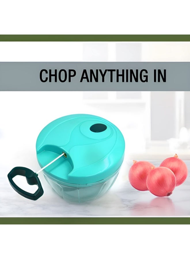 Lynacz Original Manual Food Processor with Easy Pull Mechanism BPA-Free Vegetable Chopper Featuring Dual Stainless Steel Blades for Convenient Kitchen Preparation - Image 5