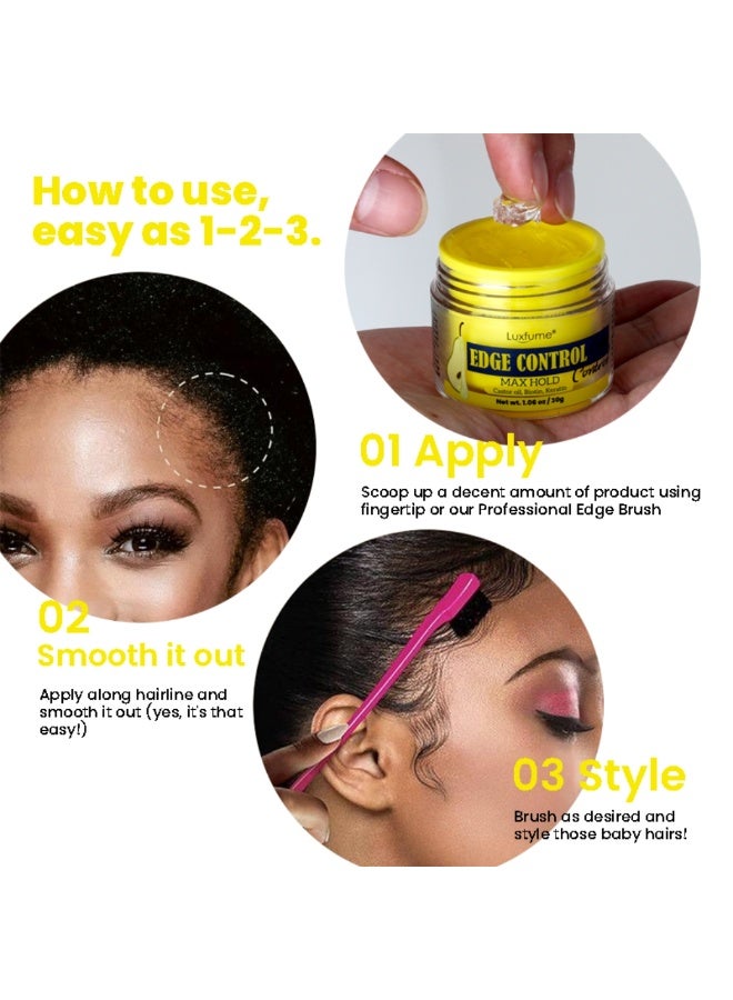 Luxfume Edge Control Gel with Castor Oil Keratin and Biotin Strong Hold Shine and Styling No Residue Non Greasy Formula for Smooth Edges Max Hold Edge Control Gel Pear 30g - Image 4
