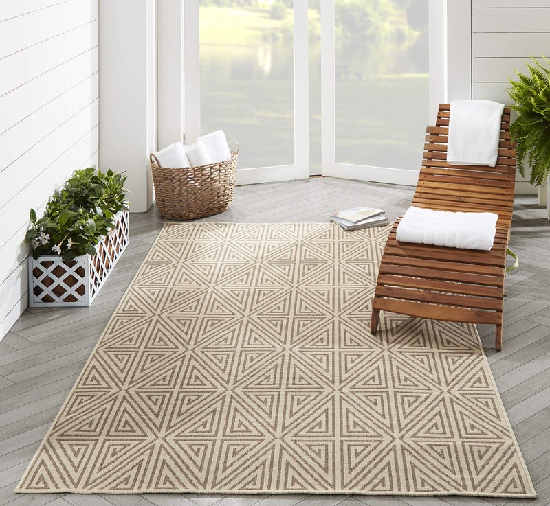 Momeni Rugs , Baja Collection Contemporary Indoor & Outdoor Area Rug, Easy to Clean, UV protected & Fade Resistant, 1'8" x 3'7", Taupe - Image 2
