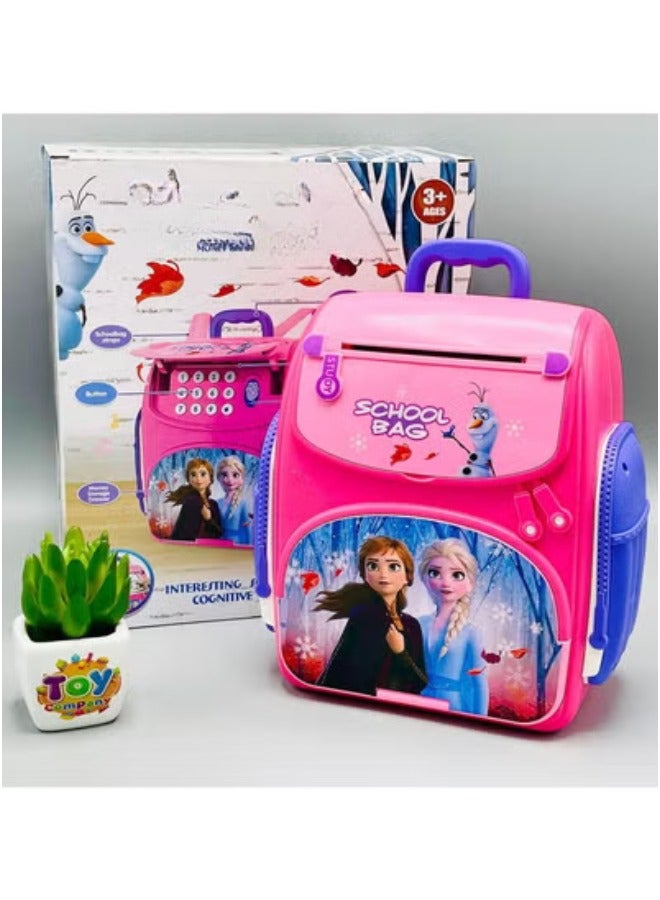 TOY GARDEN Fingerprint Mini ATM Money Bank – Real Money Saving Bank with Musical School Bag Design for Kids | Fingerprint Sensor | Frozen II Theme - Image 2