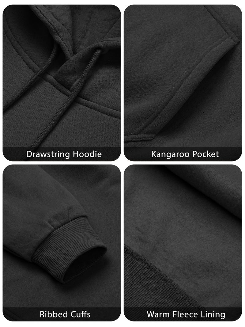 PLEPAN Mens Hoodies Pullover Cotton Casual Essentials Hoodie Long Sleeve Fleece Sweatshirts for Men with Pockets, Dark Gray, M - Image 3