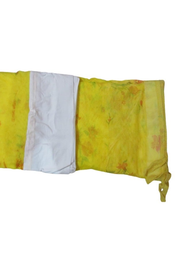 DPK Mosquito Net Pure Cotton Printed King and Queen Size Double Bed with Lace for Mosquito Protection,Room D�cor, 6x7Ft.Yellow - Image 3