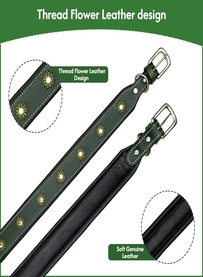 ADIL'S Leather Dog Collar Thread Flower Design 1.5 in Width Adjustable Collars for Small Medium & Large Dogs, Genuine Leather with Strong Metal Buckle. (Green, XL(22''-26'')), 15 x 15 cm - Image 4