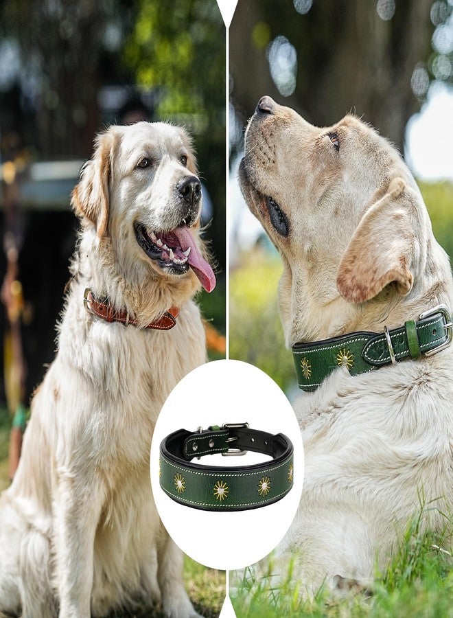 ADIL'S Leather Dog Collar Thread Flower Design 1.5 in Width Adjustable Collars for Small Medium & Large Dogs, Genuine Leather with Strong Metal Buckle. (Green, XL(22''-26'')), 15 x 15 cm - Image 5