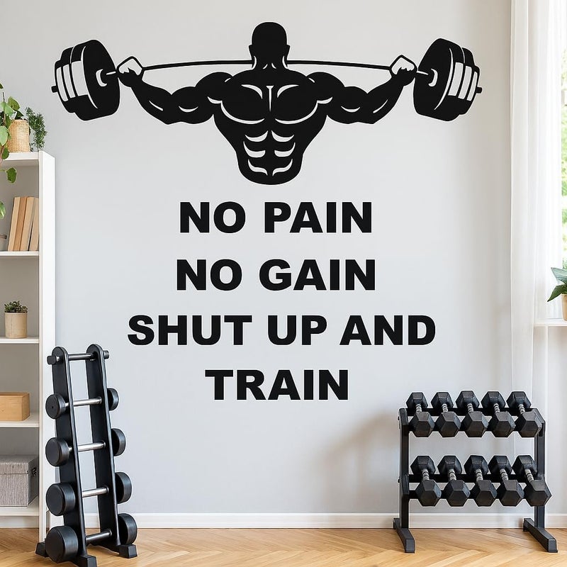 StickMe Gym Fitness Bodybuilding Sports Workout Boxing Inspirational Motivational Quotes Wall Sticker | Multi-Colour Vinyl Decal (95 x 90 cm) for Bedroom, Living Room, Kitchen & Office Decor - Image 1