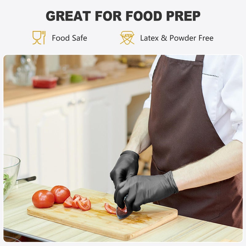 SWIFTLITE Black Vinyl Gloves, Food Grade Gloves Disposable Latex Free & Powder Free, Guantes for Cleaning Cooking Food Prep (200, Medium) - Image 2