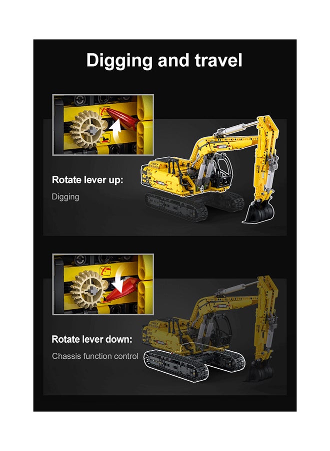 CaDA Toy Building Blocks Yellow Fully-functional Excavator C61082W 1702pcs for +8 Years old - Image 3