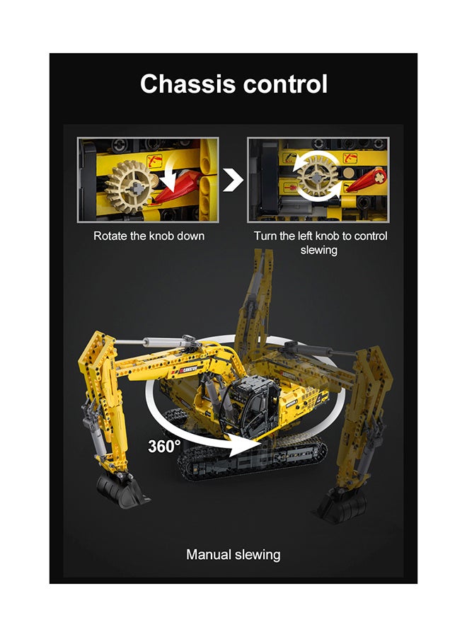 CaDA Toy Building Blocks Yellow Fully-functional Excavator C61082W 1702pcs for +8 Years old - Image 4