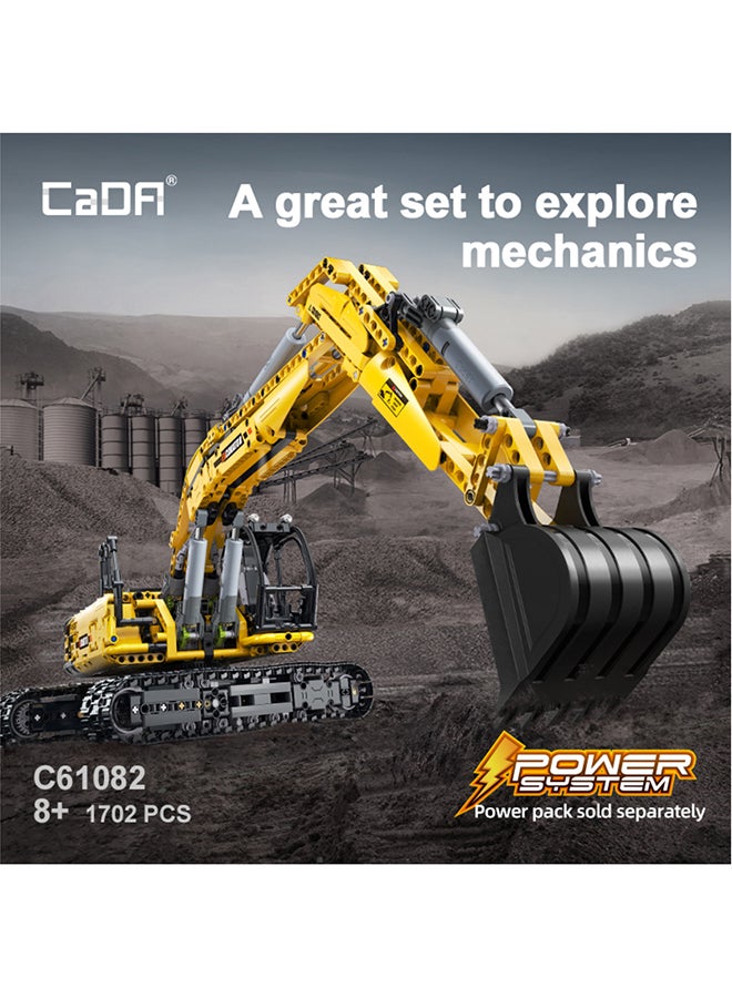 CaDA Toy Building Blocks Yellow Fully-functional Excavator C61082W 1702pcs for +8 Years old - Image 1