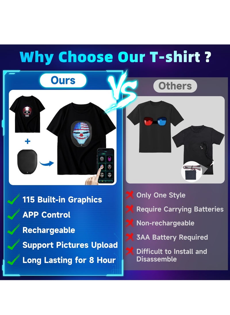 KASTWAVE - Led T Shirt with Bluetooth Programmable App,Glow Shirts Customizable Patterns for Adults Kids Halloween Masquerade Party, XL - Image 1