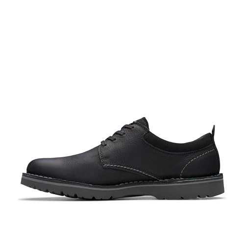 Clarks Men's Eastridge Low Oxford, Black Leather, 10 Wide - Image 3