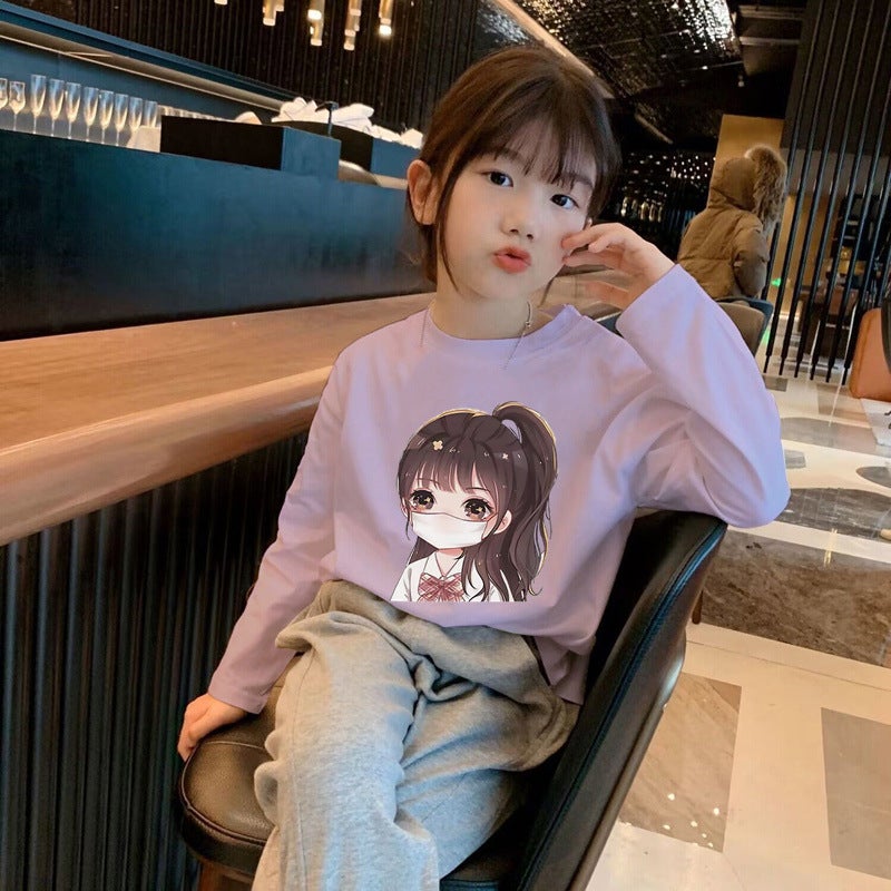 H2367# boys and girls long sleeve T-shirt autumn new cuhk children's western style cotton children's comfortable all-match T-shirt - Image 1