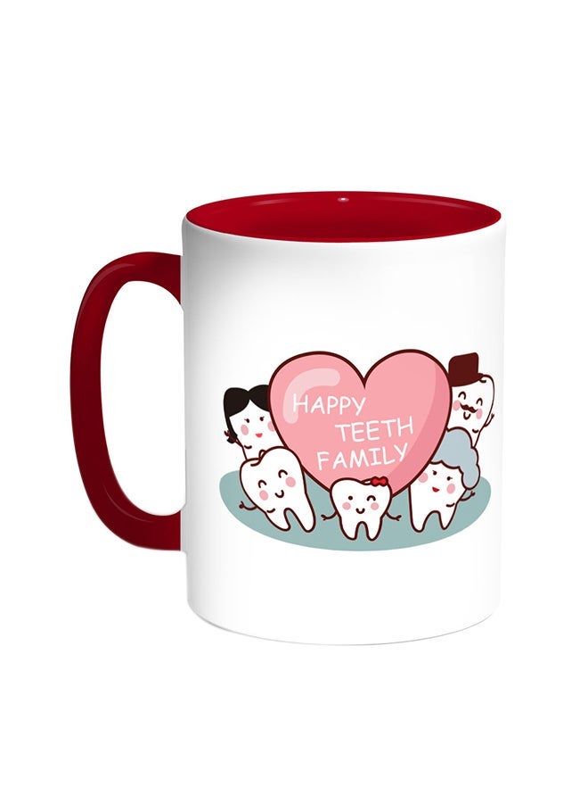 RYN Happy Teeth Family Printed Coffee Mug Red/White 11ounce