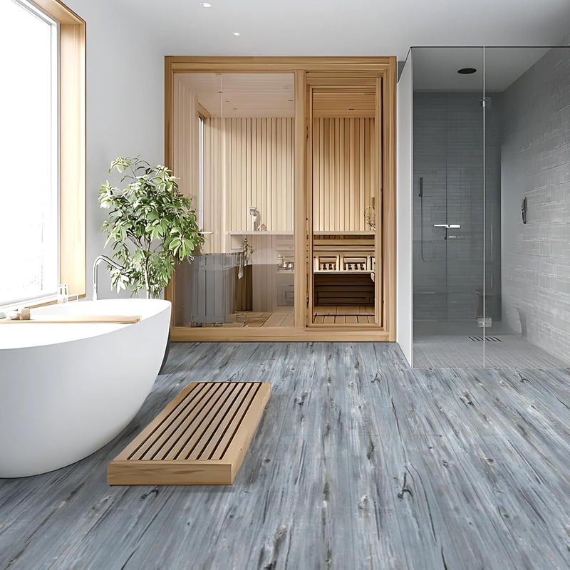 Art3d 15 Sq.ft Peel and Stick Floor Tiles, 10Pcs Luxury Vinyl Plank Flooring Wood Look, Adhesive and Waterproof Tile Sticker for Bedroom, Living Room, Kitchen, Dust Grey - Image 2