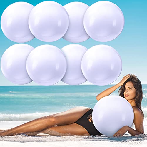 Sinmoe 8 Pieces Inflatable White Beach Balls 16 Inch Blow up Beach Ball Party Supplies Large Floating Ball for Summer DIY Paint Craft for Pool Hawaii Luau Birthday Party - Image 1
