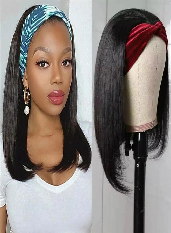 Annora Headband Bob Wig Human Hair Short Straight Headband Bob Wigs Human Hair for Black Women Wear and Go Glueles Wigs 150% Density None Lace Brazilian Virgin Hair 8 Inch - Image 3