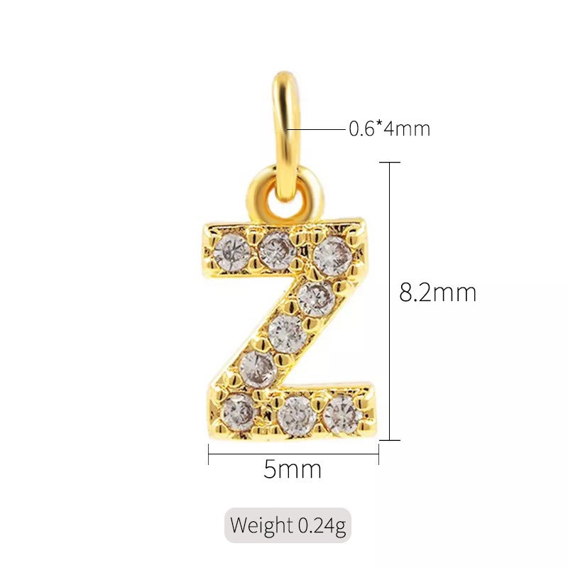 Exquisite simple micro inlaid zircon English 26 letter pendant necklace women 14k gold color pendant diy jewelry accessories H-10333（Z）