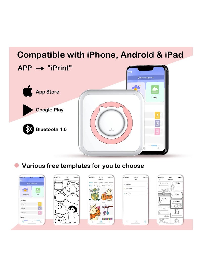 Mini Pocket Sticker Printer,  Bluetooth Wireless Portable Mobile Printer Machine Thermal Printer for Notes, Memo, Photo, Pocket Label Receipt Printer Compatible with iOS & Android - Image 2