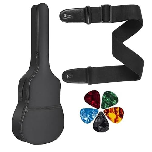 IMAGINEA Oxford Acoustic Guitar Bag with Belt, 5 Picks for 38,39,40,41 Inch Padded Guitar Gig Bag Cover Case Soft Guitar Bags, Black - Image 1
