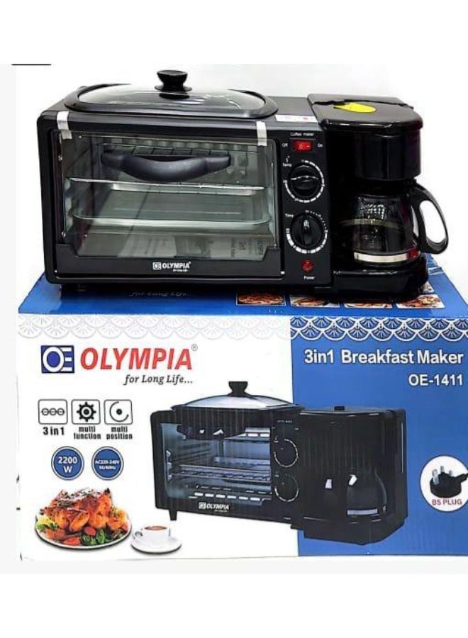 Olympia Electric 3-in-1 Breakfast Maker – Versatile Oven, Coffee Maker, and Grill System Offering Powerful Performance, Stylish Design, and Convenient Breakfast Cooking at Home - Image 5