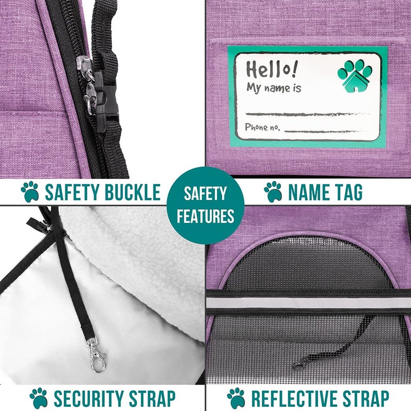 PetAmi Airline Approved Pet Carrier for Cat, Soft Sided Dog Carrier for Small Dog, Cat Travel Supplies Accessories for Indoor Cat, Ventilated Pet Carrying Bag Medium Kitten Puppy, Large Heather Purple - Image 5