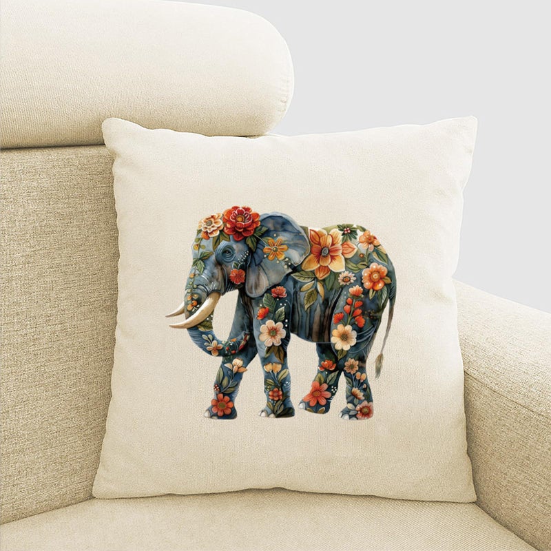 Adonisaon Flower Elephant Iron on Transfer Patches Decorative Floral Animal Sticker Appliques Iron on Vinyl Colorful Decals for Clothing Bags Pillow Cases Art Decorations Set of 4 - Image 4