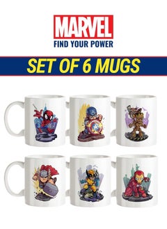 Mugs Spider Man Captain America Groot Thor Wolverine Iron Man Printed Coffee Mug 11Oz set of 6