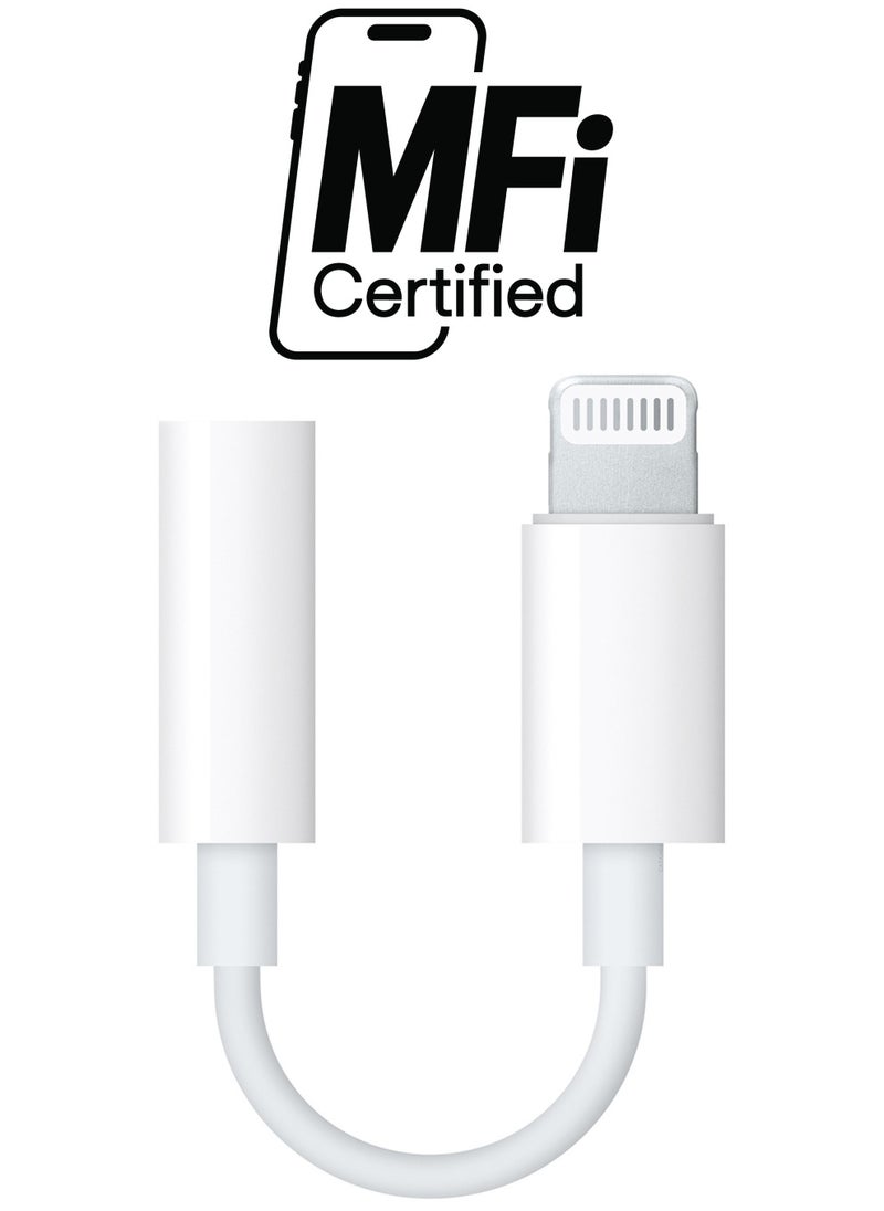 CATANES - ( Comaptible for iPhone 14 Pro Max and iPhone 13 Pro Max ) Lightning to 3.5mm AUX Jack Adapter Cable for iPhone to Headphone Converter / White Colour - Image 1
