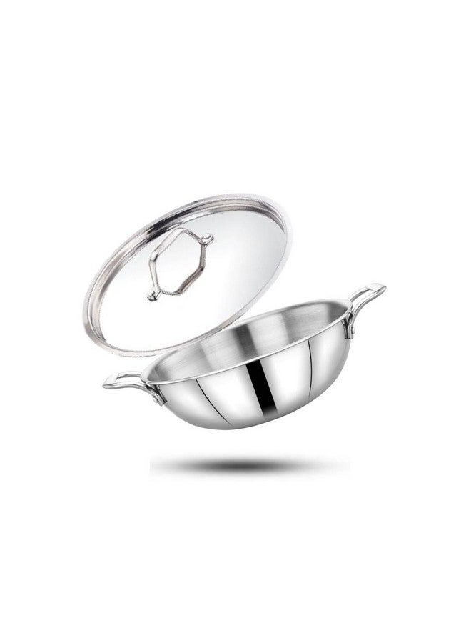 MAXIMA Triply Cookware Stainless Steel Kadai 28cm, 4.1L - Healthy Cooking with Food-Grade Stainless Steel | Quick Heat Distribution | Induction Friendly | Sturdy Handles | Non-Stick Kadai - Image 1