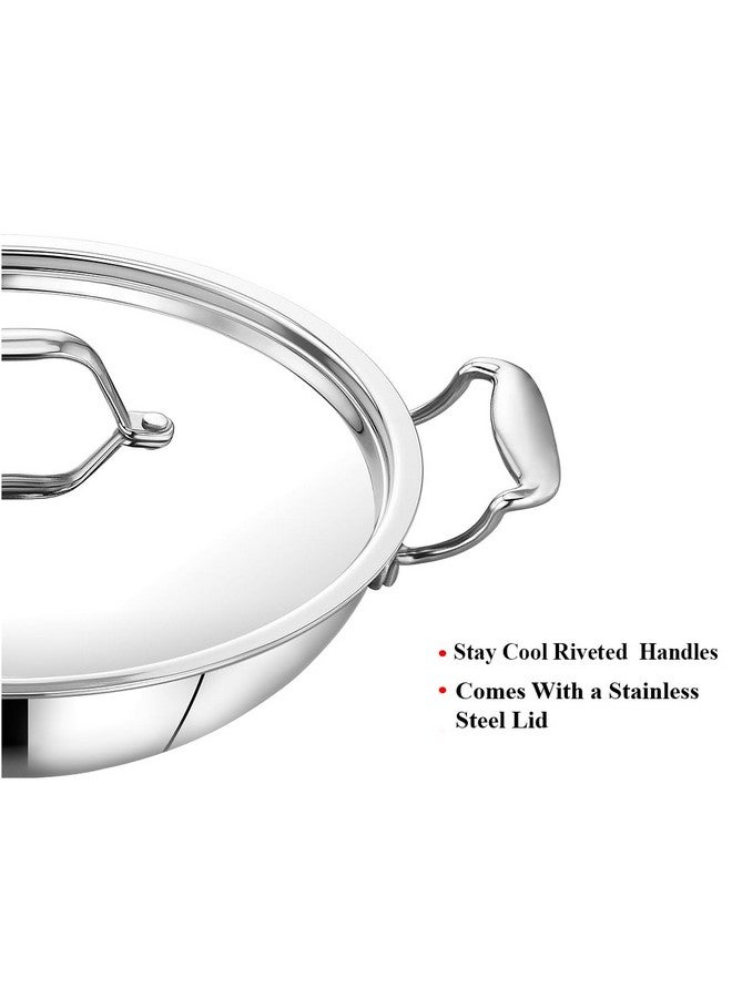 MAXIMA Triply Cookware Stainless Steel Kadai 28cm, 4.1L - Healthy Cooking with Food-Grade Stainless Steel | Quick Heat Distribution | Induction Friendly | Sturdy Handles | Non-Stick Kadai - Image 5