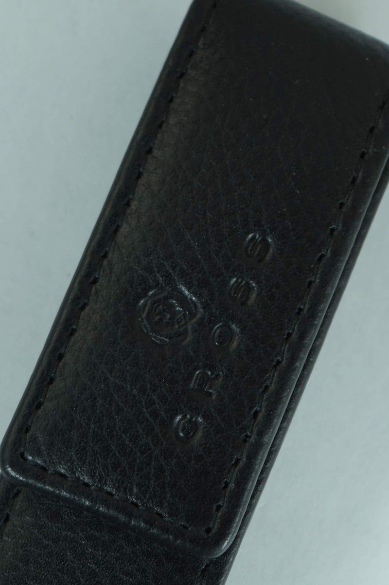 Cross Full Grain Italian Leather, Signature Perforated Detailing, Single Flip Top Pen Pouch with Secure snap, Black and Can Accommodate Any Cross Pen - Image 2