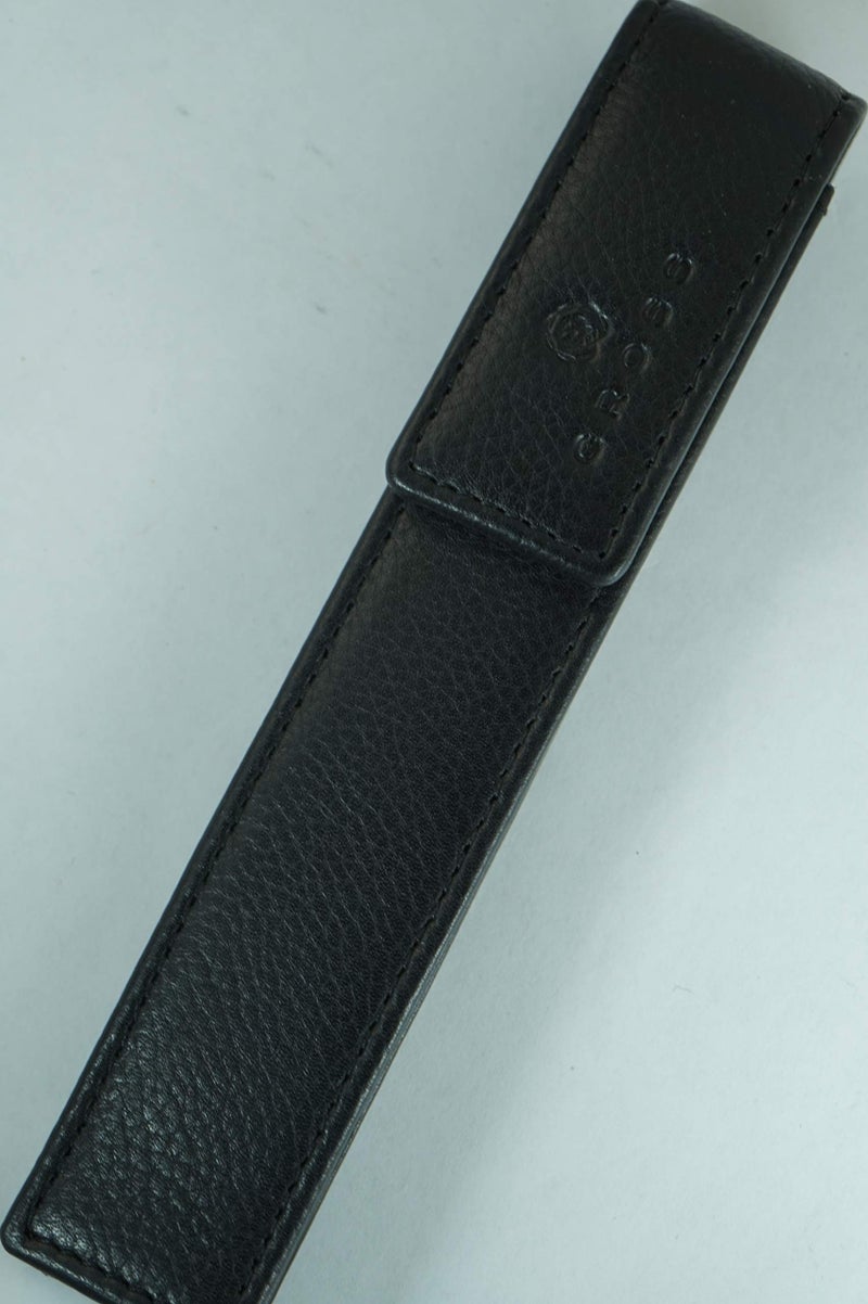 Cross Full Grain Italian Leather, Signature Perforated Detailing, Single Flip Top Pen Pouch with Secure snap, Black and Can Accommodate Any Cross Pen - Image 3