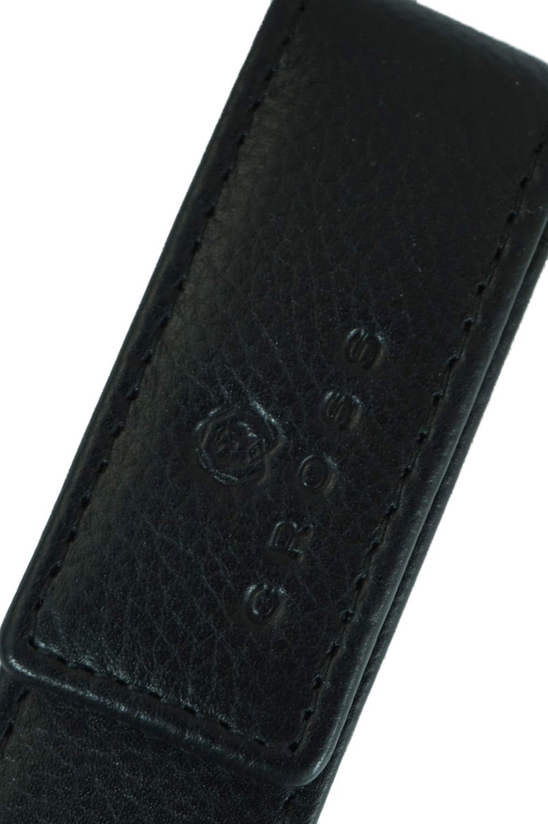Cross Full Grain Italian Leather, Signature Perforated Detailing, Single Flip Top Pen Pouch with Secure snap, Black and Can Accommodate Any Cross Pen - Image 1