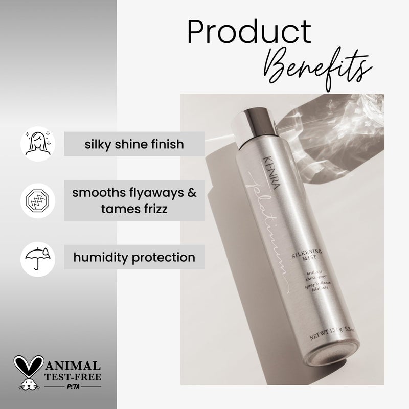 Kenra Professional Platinum Silkening Mist 50% | Brilliant Shine Spray | Smooths Flyaways, Detangles and Tames Frizz | Humidity Protection | All Hair Types | 5.3 oz - Image 1