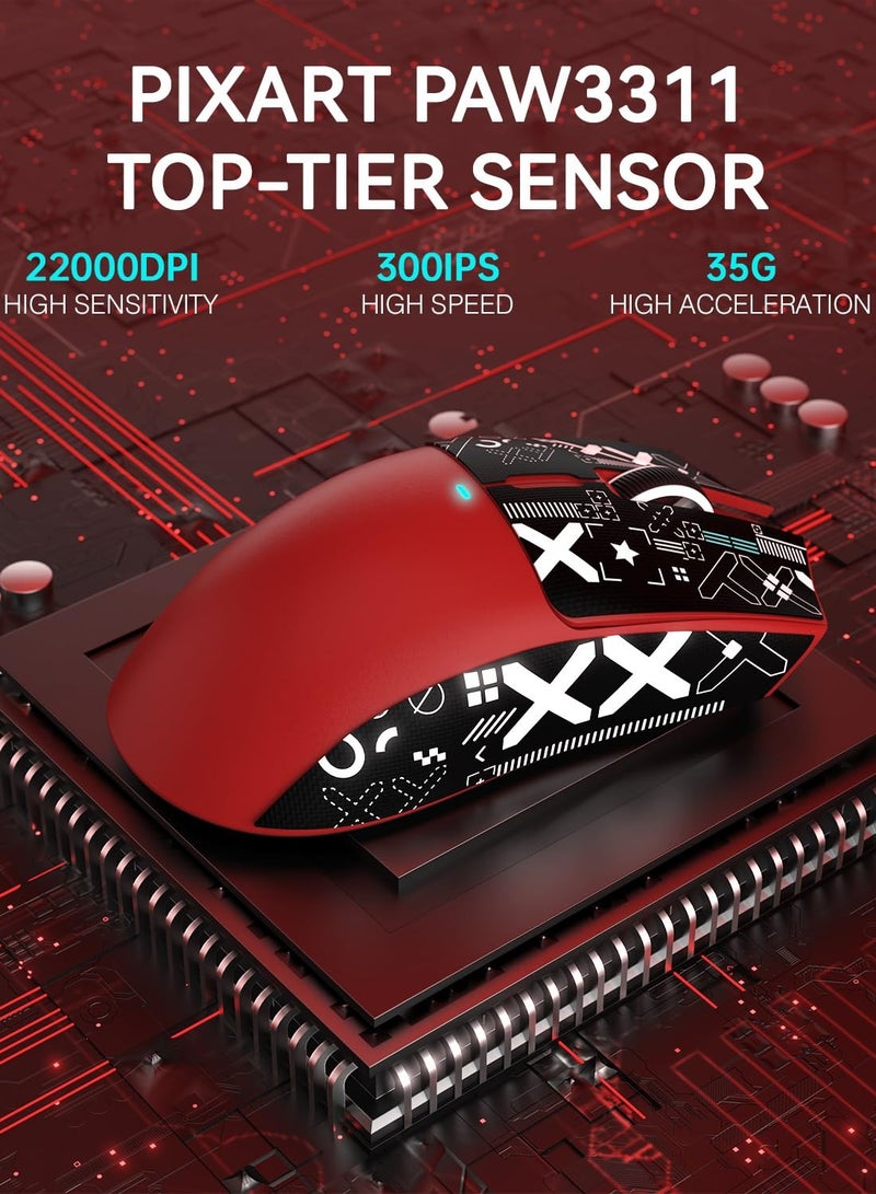 Attack Shark X11 Tri-mode Bluetooth Wireless Gaming Mouse with with Magnetic Charging Dock, Lightweight Anti Slip Mouse, PixArt PAW3311 Sensor, 22K DPI, BT/2.4Ghz/Wired, for PC/MAC - Image 5