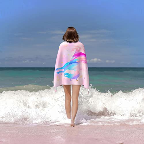 COMFAR Unicorn Beach Towel for Girls, Personalized Beach Towels for Kids Microfiber Beach Towels Bulk, Cute Beach Towel, Quick Dry Pool Towel 30"x 60" - Image 3